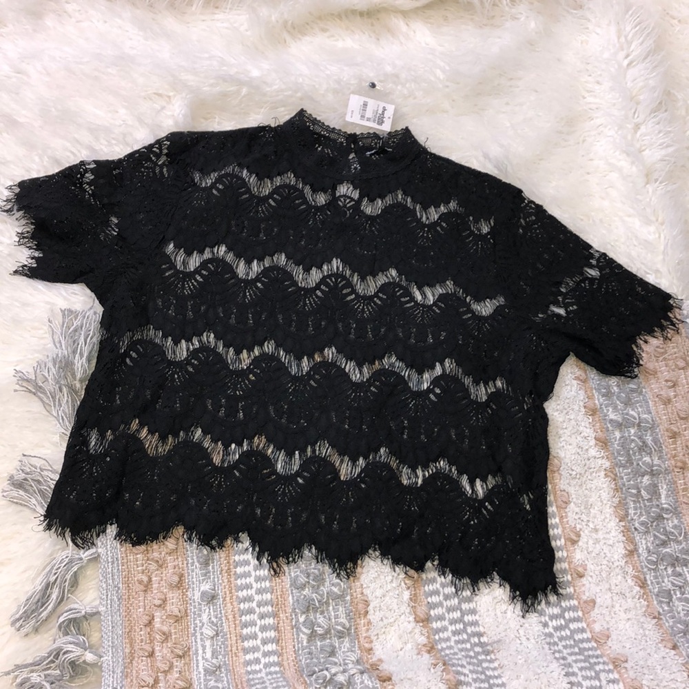NWT Charlotte Russe Black Lace Top - Picture 1 of 4